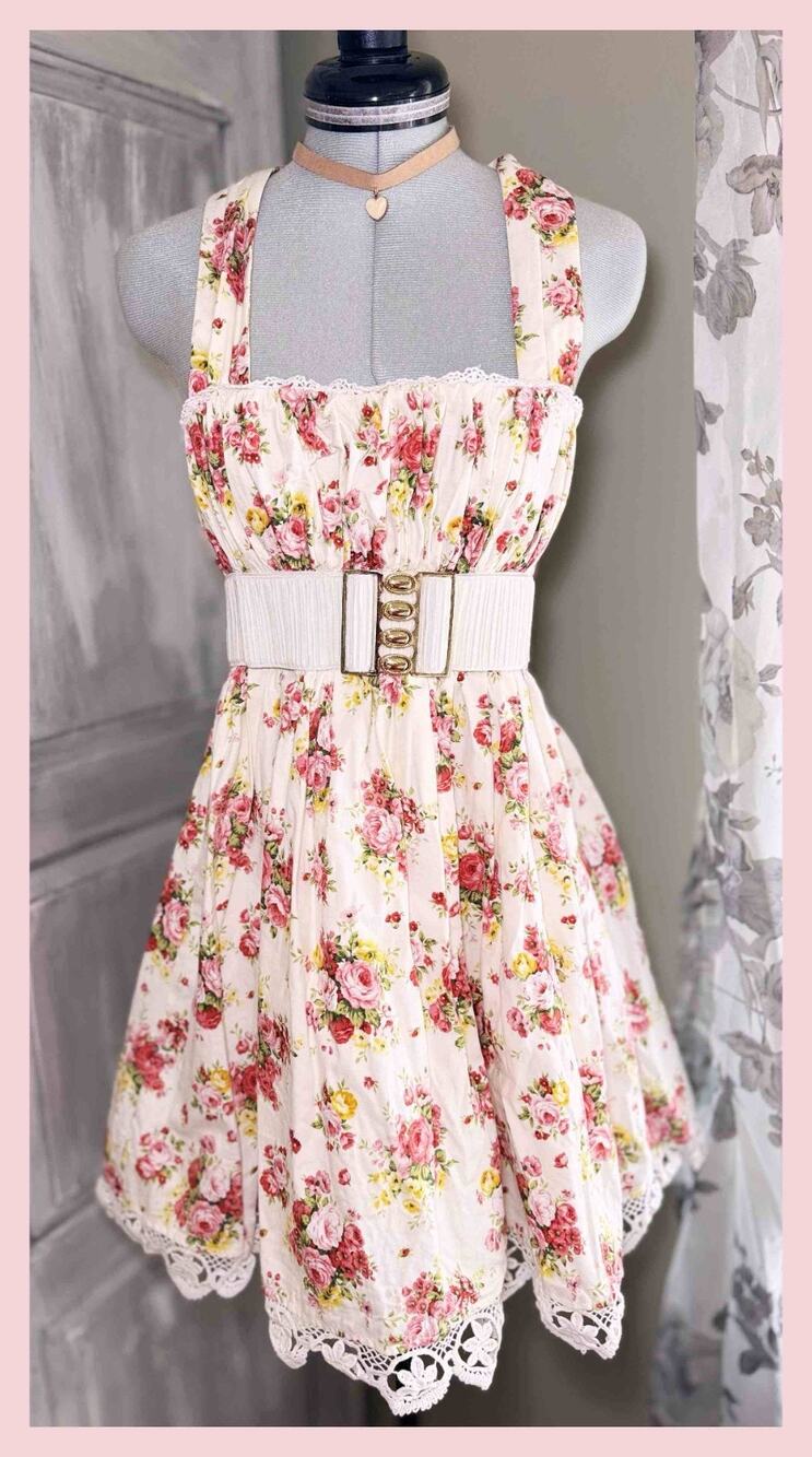 Liz Lisa Halter Neck Floral Belted Dress Jfashion Latte Gyaru Himekaji Coquette